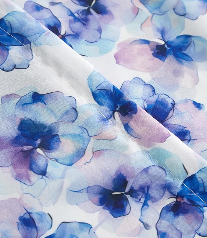 Duvet Cover King Size - Floral Duvet Cover - 3 Piece - Blue Hydrangea | Soft Floral Duvet Cover 104 x 90 with 2 Pillow Shams, Zipper Closures & Ties, Floral Bedding for Women, Men, Kids & Teens