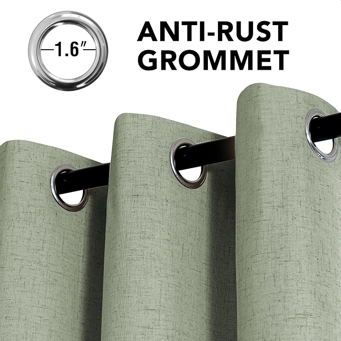 H.VERSAILTEX Linen Curtains 100% Blackout Curtains for Bedroom 45 inch Long Full Light Blocking Nature Linen Blended Window Curtains for Living Room Nickel Grommet (2 Panels, Heathered Tea)