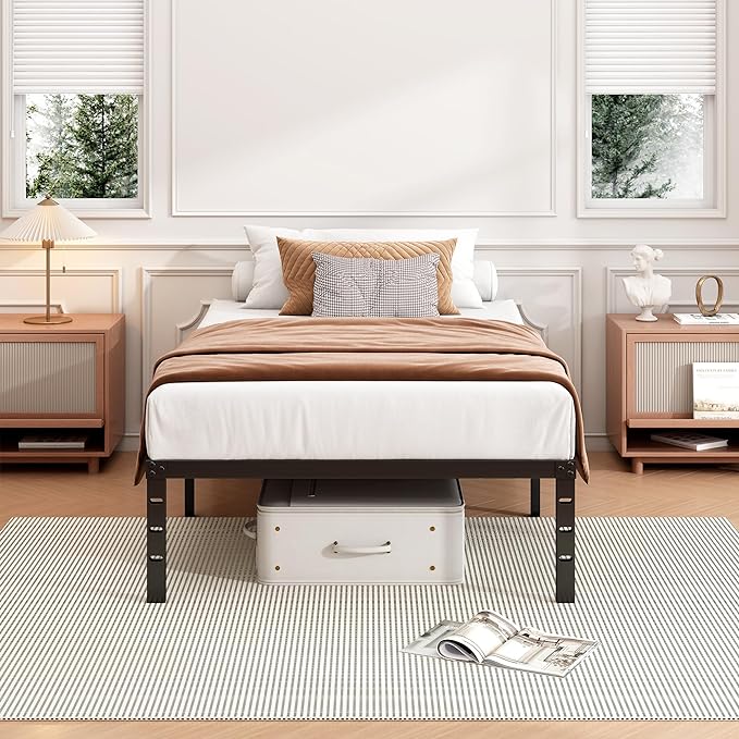 Hafenpo 14 Inch Twin Bed Frame, Under Bed Storage, Black | Sturdy Metal Platform Twin Size, No Box Spring Needed, Heavy Duty, Easy Assembly, Strong Bearing Capacity