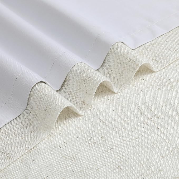 WEST LAKE Extra Long Natural Bailey Pinch Pleated Blackout Curtains | Modern Linen Blend Drapes with Backtabs Hooks,Thermal Insulated Window Treatment for Bedroom Living Room,60"Wx108"Lx1