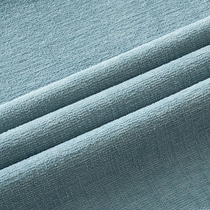 MIULEE Smoke Blue Chenille Couch Lumbar Throw Pillow Covers, 12x20 | Set of 2, Soft Coastal Home Decor, Modern Farmhouse Decorative Pillowcases for Sofa Living Room Bed