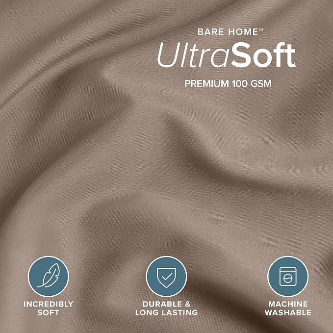 Bare Home Duvet Cover Set 1800 Ultra-Soft (Full, Taupe) | Lightweight, Cooling, Breathable, Premium 1800 Ultra-Soft, All-Season