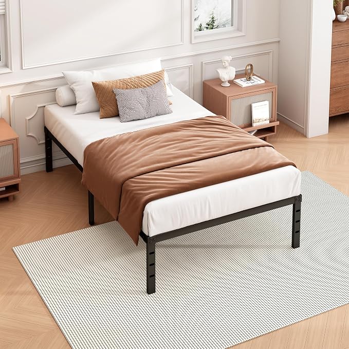 Hafenpo 14 Inch Twin Bed Frame, Under Bed Storage, Black | Sturdy Metal Platform Twin Size, No Box Spring Needed, Heavy Duty, Easy Assembly, Strong Bearing Capacity