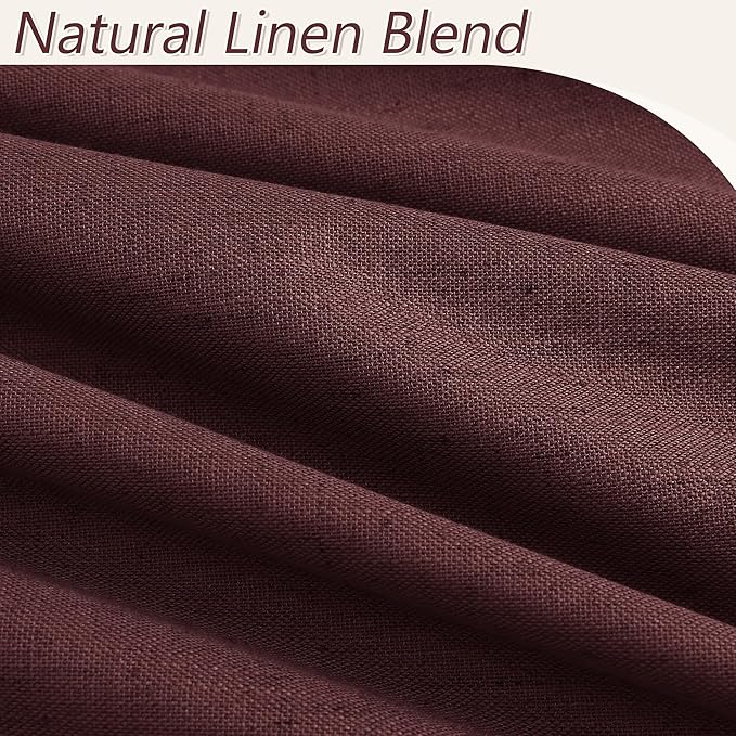 100% Blackout Curtains 84 Inch Length 2 Panels Set for Living Room Bedroom Back Tab Thermal Insulated Black Out Linen Drapes Room Darkening Reddish Brown,52x84