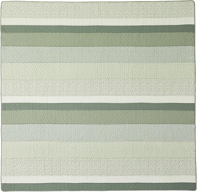 Chezmoi Collection Reed 3-Piece Chic Patchwork Striped Quilt Set - Green Floral Coverlet - Pre-Washed Cotton Lightweight Reversible Bedspread, Queen Size