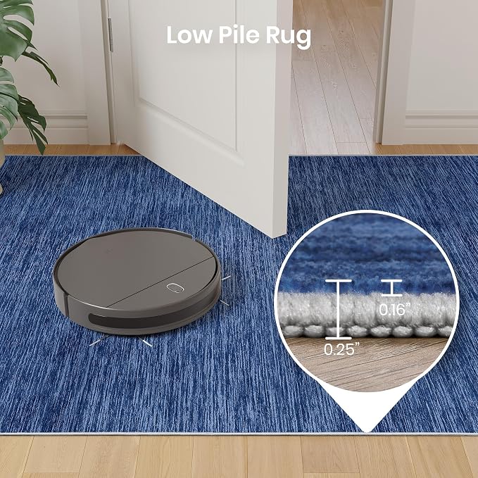 8x10 Area Rugs for Living Room, Large Washable Rug Non Slip Navy | Soft Low Pile, Thin & Lighweight Carpet, Folable Stain Resistant Modern Indoor Floor Mat for Bedroom, Dining Room, Home Decor