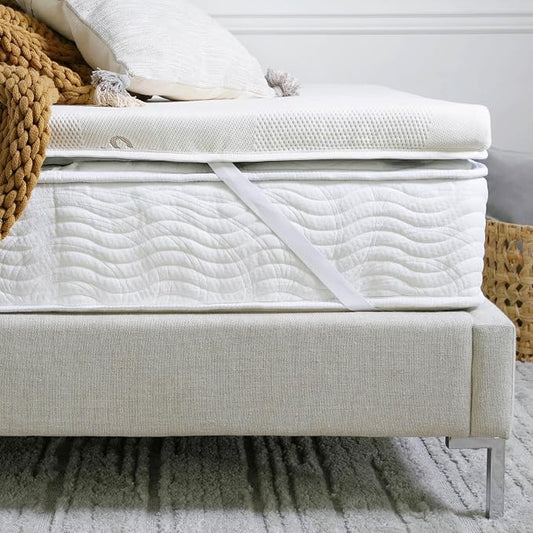 Saatva Graphite Memory Foam Mattress Topper, 3" Memory Foam Layer | Pressure-Relieving Memory Foam, Enhanced Comfort & Cooling, Helps Reduce Motion Transfer, Organic Cotton Cover, Queen Size