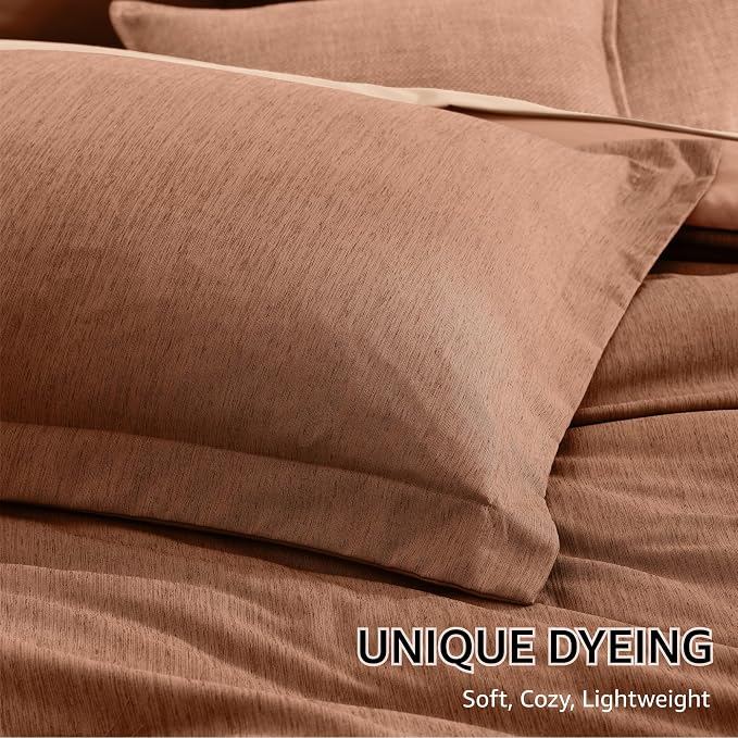 Monbix Oversized Queen Comforter Set 7 Pieces Autumn Leaf Bed in a Bag | Cationic Dyeing Reversible All Season Bedding Sets with Comforter, Sheets, Pillowcases & Shams