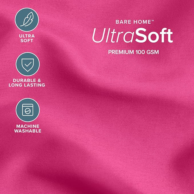 Bare Home Queen Comforter Set - 1800 Ultra Soft (Queen, Pink) | All-Season, Breathable, Hypoallergenic, Premium 1800, Warm, Cozy