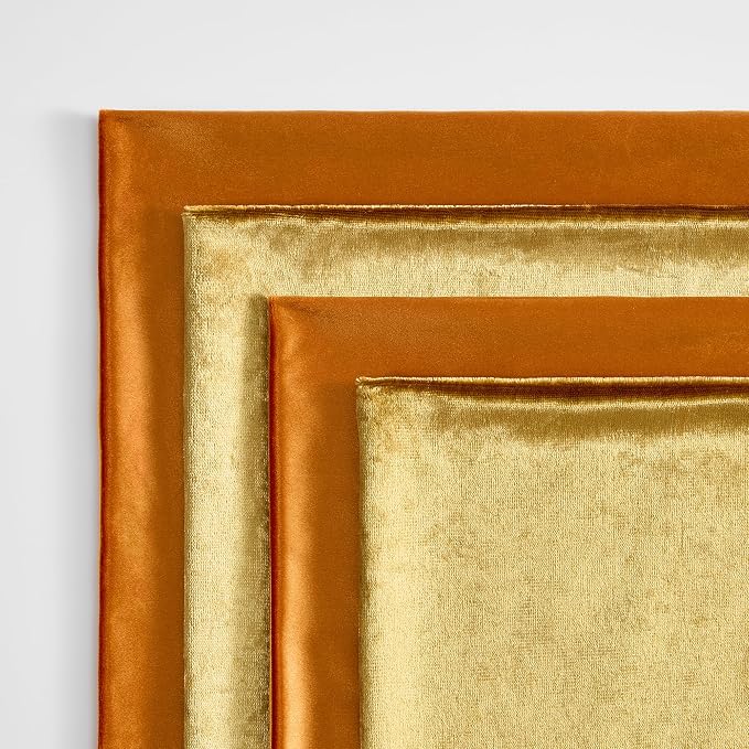 GIGIZAZA Pack of 4 Decorative Velvet Pillow Covers 16x16 Orange Gold | Throw Pillows for Couch Sofa,280gsm Soft Textured Fabric,Modern Accent Pillowcases,Luxury Living Room Cushion Covers