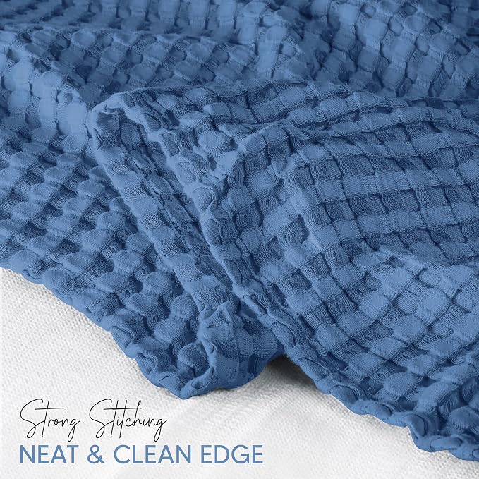 Utopia Bedding 100% Cotton Waffle Blanket King Size Wedgewood, 90x108 Inch | Lightweight Breathable Cozy Summer Bed Blanket Home Decor Gift for Women and Men