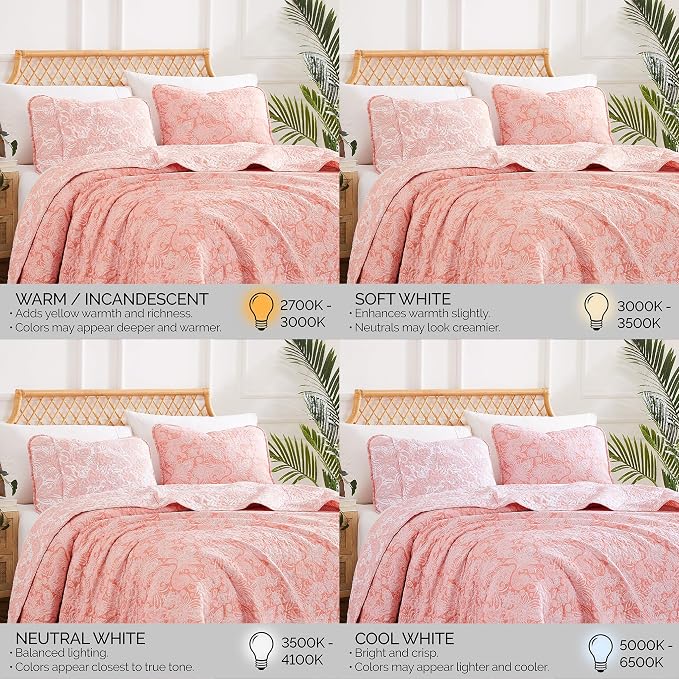 Southshore Fine Living, Inc. Paisley Quilt Queen Size Bedding Set, Summer Coverlet, Boho Bedspread, 3-Piece Farmhouse Bedding with Two Matching Pillow Shams, Full/Queen Bed Set, Reversible Coral