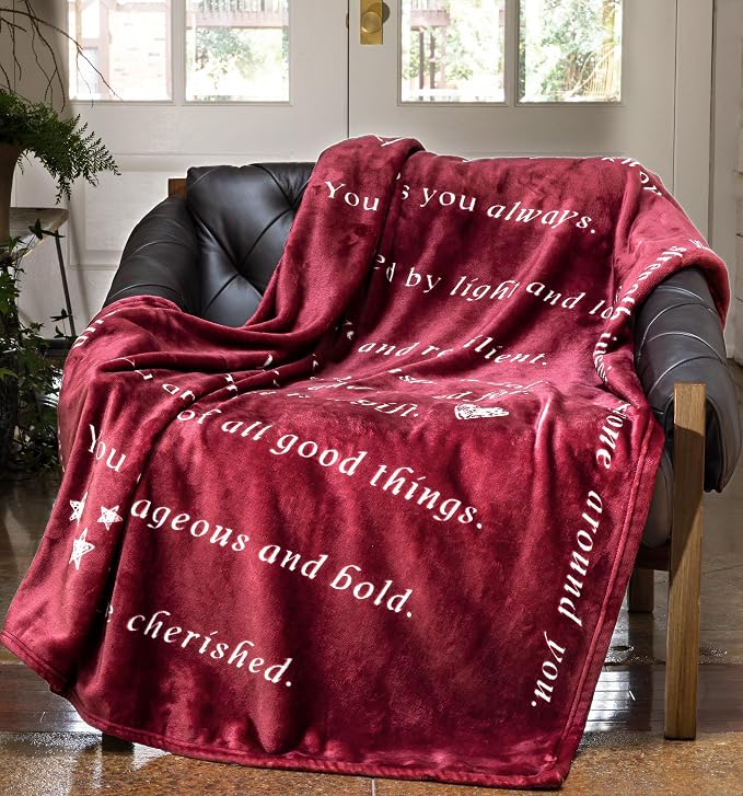 Compassion Blanket (Brand)- Strength Courage Super Soft Warm Hugs, Get Well Gift Blanket Plush Healing Thoughts Positive Energy Love & Hope (Burgundy, 50 x 60 Fleece)