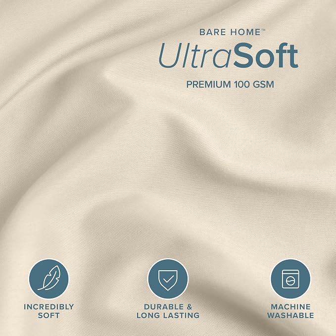Bare Home Duvet Cover Set 1800 Ultra-Soft (Oversized King, Sand) | Lightweight, Cooling, Breathable, Premium 1800 Ultra-Soft, All-Season