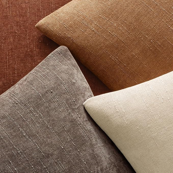 MIULEE Textured Chenille Throw Pillow Covers 20x20 Inch Brown | Pack of 2 Decorative Soft Throw Pillows, Solid Textured Cushion Covers, Modern Home Decor for Couch Sofa Bedroom Living Room