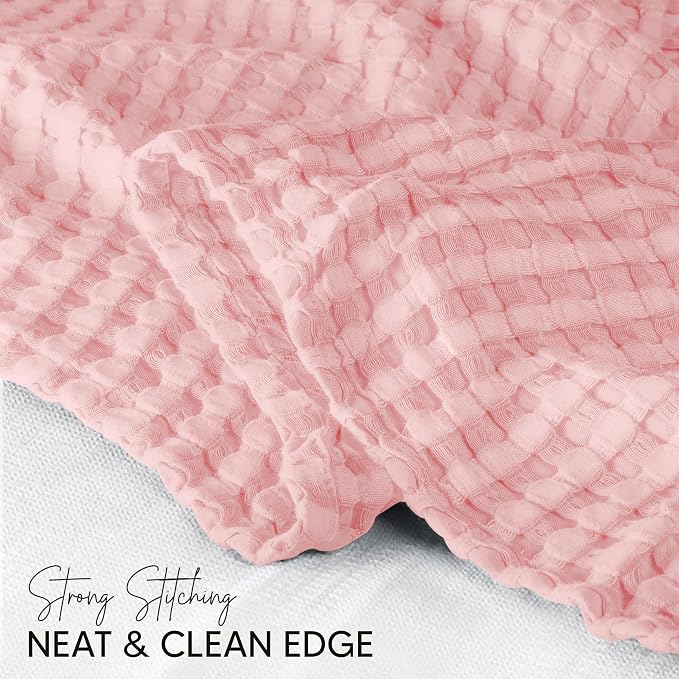 Utopia Bedding 100% Cotton Waffle Blanket Queen Size Pink, 90x90 Inch | Lightweight Breathable Cozy Summer Bed Blanket Home Decor Gift for Women and Men