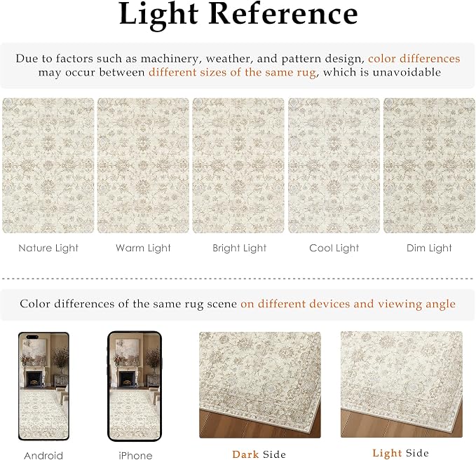 2x3 Beige Neutral Floral Entryway Area Rug | Washable, Soft, Non Slip, Low Pile, Distressed, Small Door Mat for Entrance Bathroom Bedroom Indoor Home Decor