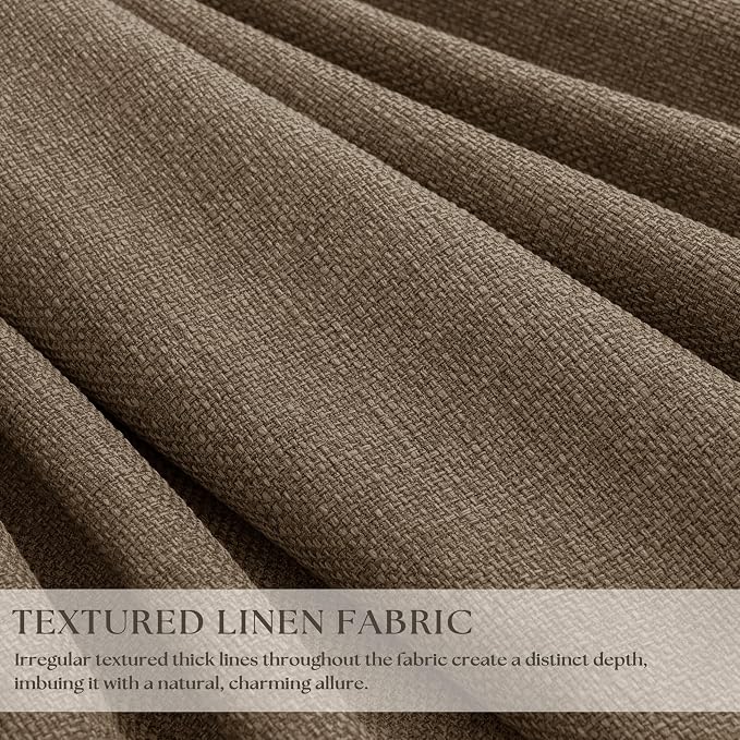 Latte 90 Inch Pinch Pleated Blackout Linen Curtains for Bedroom Living Room | Pinch Pleat Drapes, Black Out, Thermal Insulated, Room Darkening, with Rings Hooks, Light Brown Curtains with Liner 40x90