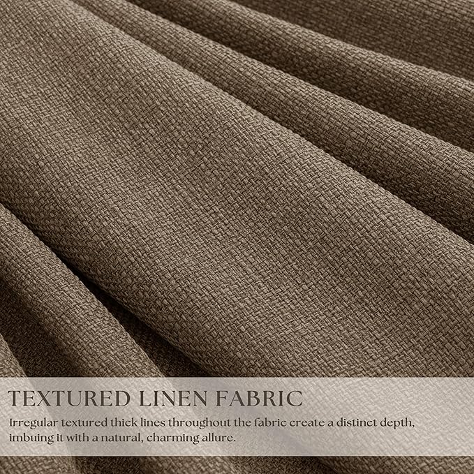 Light Brown 100% Blackout Linen 100 Inch Bedroom Curtains 2 Panels, Latte | Pinch Pleated, Linen, Thermal Insulated Heavy Curtains 40 x 100 Inches Length, Sliding Glass Door, Room Darkening Drapes