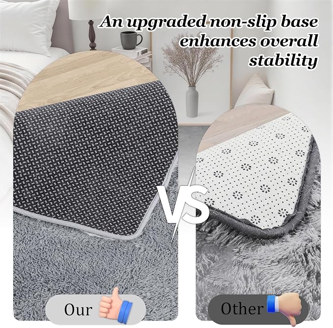 8x10 Area Rug Living Room Bedroom: Fluffy Plush Shag Carpet Gray | For Kids Room Playroom Nursery Home Decor,Ultra Soft,Non-Slip Non-Shedding,Fuzzy Plush,Large Indoor Floor Carpet,Easy Clean