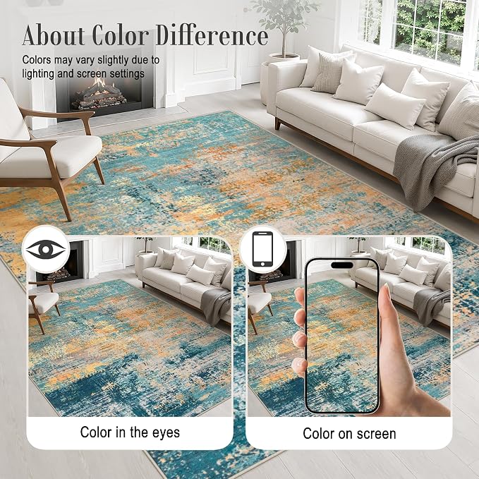 2.6x10 Washable Runner Rug:Modern Abstract Soft Carpet Rosy Haze | For Hallway, Bedroom, Kitchen, Laundry, Bathroom,Door Mat,Modern Abstract,Machine washable,Non-Slip,Stain Resistant,Indoor