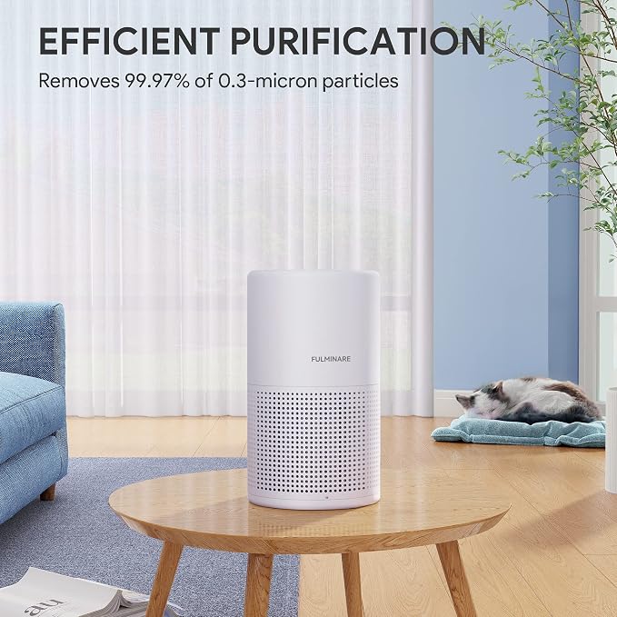 FULMINARE Air Purifiers for Bedroom H13 True HEPA Air Filter (White 2 Pack) | Remove Pet Hair, Smoke, Odors，Quiet Air Cleaner With Night Light, Portable Small Air Purifier for Home, Office, Living Room