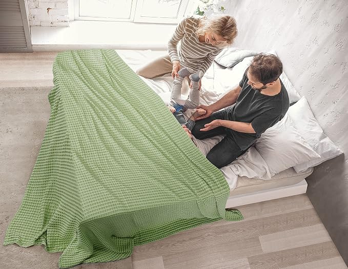 Utopia Bedding 100% Cotton Waffle Blanket Twin Size Sage Green, 90x72 Inch | Lightweight Breathable Cozy Summer Bed Blanket Home Decor Gift for Women and Men