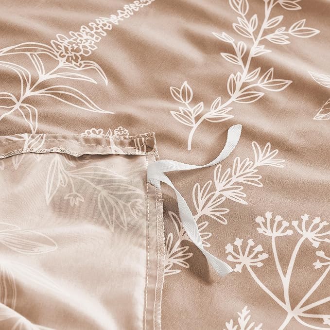 MUXHOMO Duvet Cover Twin/Twin XL Size Set, Reversible Floral Rosy Gold Duvet Cover with Zipper Closure, 2 Pieces Botanical Patterns Soft Bedding Set with 4 Ties (68"x90", 1 Pillow Case)