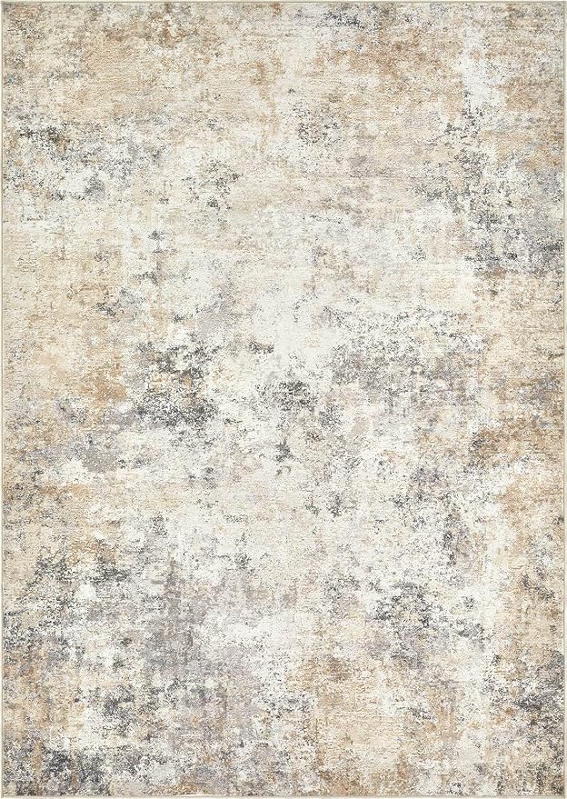 UERMEI 12x14 Area Rug Living Room Rugs - Washable Neutral Modern Abstract Soft Thin Large Rug Indoor Floor No Slip Rug Carpet for Bedroom Under Dining Table Home Office Decor - Golden Grey