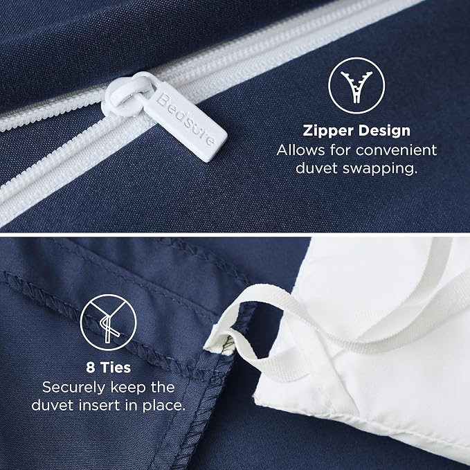 Bedsure Duvet Cover Queen Size, 1Pc Soft Double Brushed Bedding, Navy Blue | For Kids & Adults, 90"x90", Only 1 Comforter Cover, No Pillow Shams, Hotel Luxury, Breathable, Lightweight, Zipper Closure