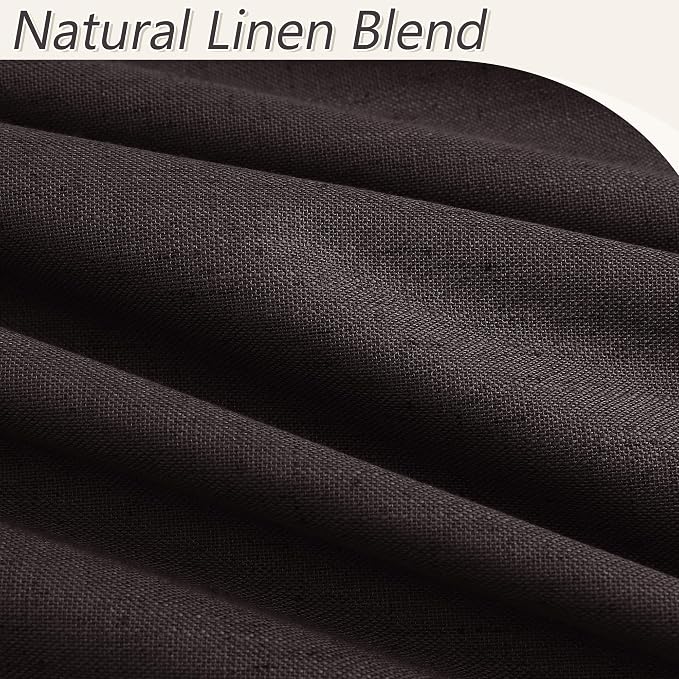 100% Blackout Curtains 84 Inch Length 2 Panels Set for Living Room Bedroom Back Tab Thermal Insulated Black Out Linen Drapes Room Darkening Cocoa Coffee,52x84