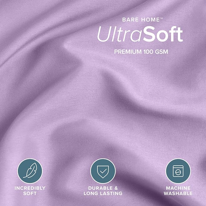 Bare Home Duvet Cover Set 1800 Ultra-Soft (Queen, Lavender) | Lightweight, Cooling, Breathable, Premium 1800 Ultra-Soft, All-Season