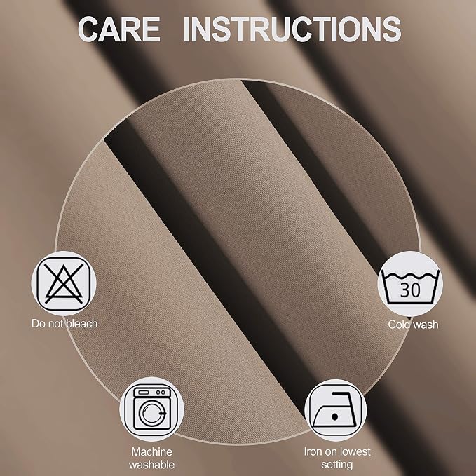 Cappuccino Thermal Blackout Curtains/42 x 84 Inch/Set of 2 Panels Room Darkening Curtains for Bedroom