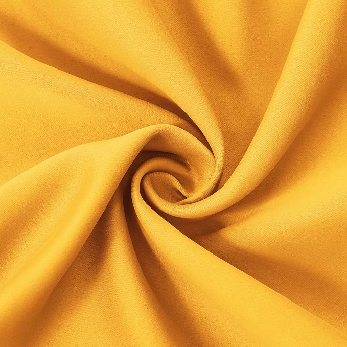 Yellow Blackout Curtains 34 x 84 Inches Long/Set of 2 Curtain Panels/Thermal Insulated Room Darkening Blackout Curtains for Bedroom