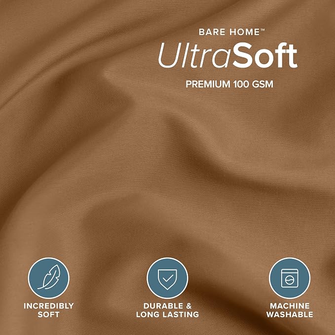 Bare Home Duvet Cover Set 1800 Ultra-Soft (King, Caramel) | Lightweight, Cooling, Breathable, Premium 1800 Ultra-Soft, All-Season