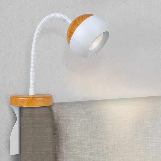 Patented Innovative Design Headboard Reading Light. No Drilling Book Light for Bedtime Reading. Dimmable LED Book Reading Lamp with Bulb. Movable & Flexible, Burlywood