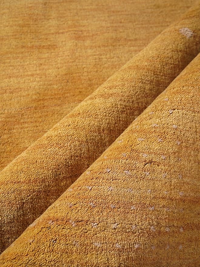 Hand Knotted Loom Wool ECO-Friendly Area Rugs - 8'x8', Square Shape, Gold Color, Contemporary Modern Design, High Pile Thick Handmade Anti Skid Area Rugs for Living Room, Bed Room (L00530)