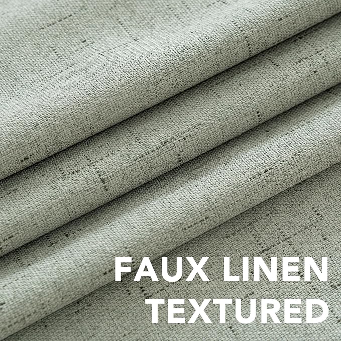 H.VERSAILTEX Blackout Curtains Linen Curtains 120 inches Long 100% Black Out Curtains for Bedroom Windows, Textured Linen Look Draperies Grommet with White Liner, 2 Panels, Sage