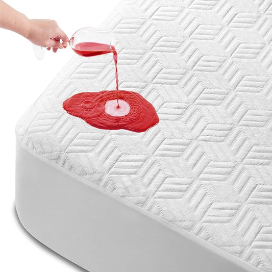 Cozymaker Cooling TwinXL Size 100% Waterproof Mattress Protector | Fitted 8"-21" Deep Pocket, Noiseless 3D Air Fabric, Soft Breathable Smooth Bed Cover Washable