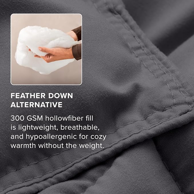 Bare Home Comforter Set (Oversized King, Forged Iron Grey) | 1800 Ultra-Soft, All-Season, Breathable, Hypoallergenic, Premium 1800, Warm, Cozy