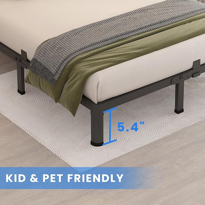 MAF 7 Inch Full Size Metal Platform Bed Frame with Round Corner Legs | Mattress Slide Stopper, 3000 LBS Heavy Duty Steel Slats Support, Noise Free, No Box Spring Needed, Easy Assembly, Anti-Slip