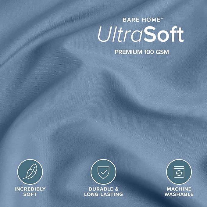 Bare Home Duvet Cover Set 1800 Ultra-Soft (King, Coronet Blue) | Lightweight, Cooling, Breathable, Premium 1800 Ultra-Soft, All-Season