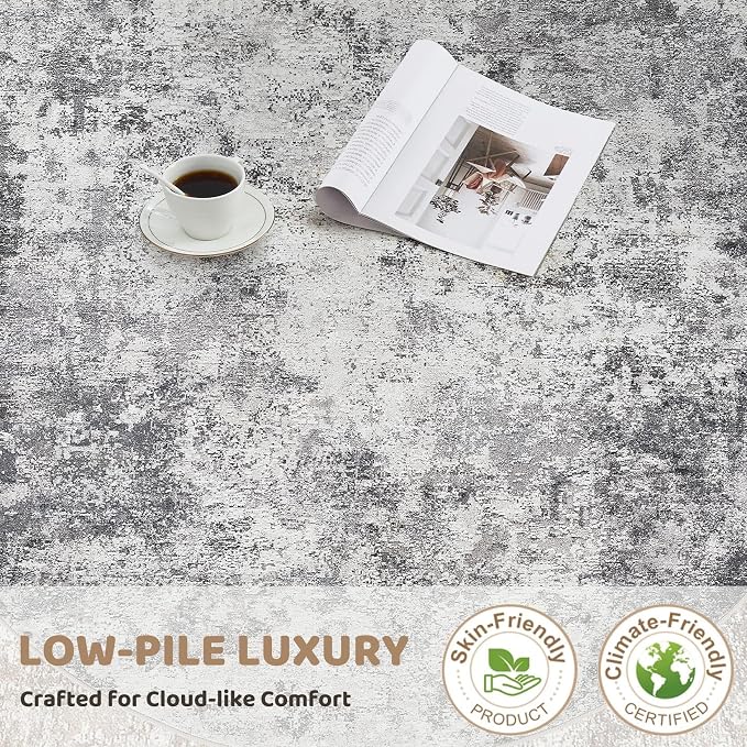 UERMEI 10x14 Washable Area Rug - Neutral Modern Abstract Living Room Rugs, Non-Slip Soft Large Indoor Floor Carpet for Bedroom Home Office & Under Dining Table Decor, Dark Brown