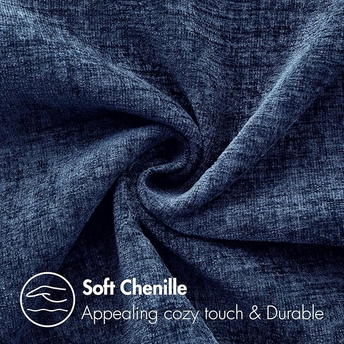 MIULEE Soft Chenille Euro Throw Pillow Covers Navy Blue 24x24 Pack of 2 | Modern Coastal Home Decor, Classic Decorative Pillows, Solid Dyed Cases, Boho Couch Cushion Covers for Sofa Bed Living Room