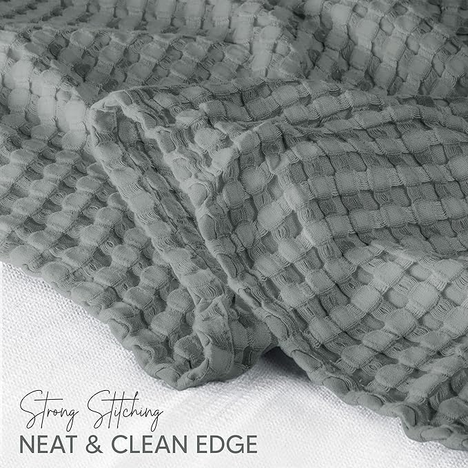 Utopia Bedding 100% Cotton Waffle Blanket Throw Size Cool Grey, 50x60 Inch | Lightweight Breathable Cozy Summer Bed Blanket Home Decor Gift for Women and Men