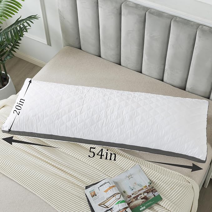 WhatsBedding Memory Foam Body Pillow with Cover, Long Bed Pillow for Adults | Breathable Removable Pillowcase, Skin-friendly, Medium-firm for Side Sleepers, Large Size Fits All