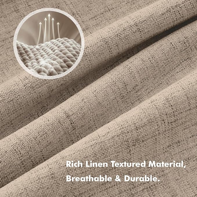 MIULEE 100% Blackout Linen Curtains 42 x 72 Inch Copper Brown 2 Panels | Thermal Insulated, Room Darkening Drapes for Bedroom Living Room, Back Tab Rod Pocket Pinch Pleated, Solid Luxury Decor