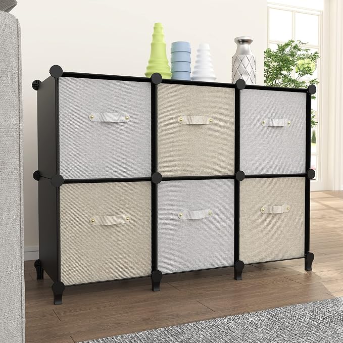Stackble Cube Storage Organizer Modular Closet Organizers and Storage | 6 Cube Clothes Storage,Portable Bathroom Closet organizers and storage,Cubby storage shelf for Book/Bedroom,Livingroom