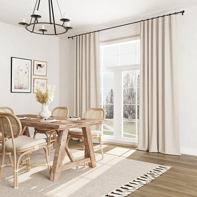 100% Blackout Linen Curtains for Bedroom 84 inches Long, Thermal Insulated Room Darkening Black Out Drapes for Living Room, Back Tab Rod Pocket 2 Panels Set,Taupe Burlywood,52x84