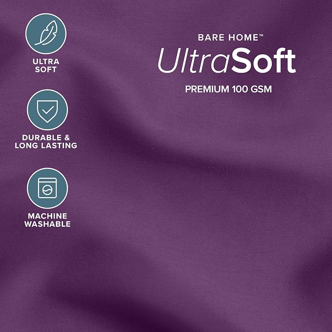 Bare Home Comforter Set - 1800 Ultra Soft (Oversized Queen, Plum) | All-Season, Breathable, Hypoallergenic, Premium 1800, Warm, Cozy